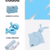 Set cadou pentru copii, de culoare albastru, continand diverse articole pentru bebelusi, ambalate elegant intr-o cutie cadou.